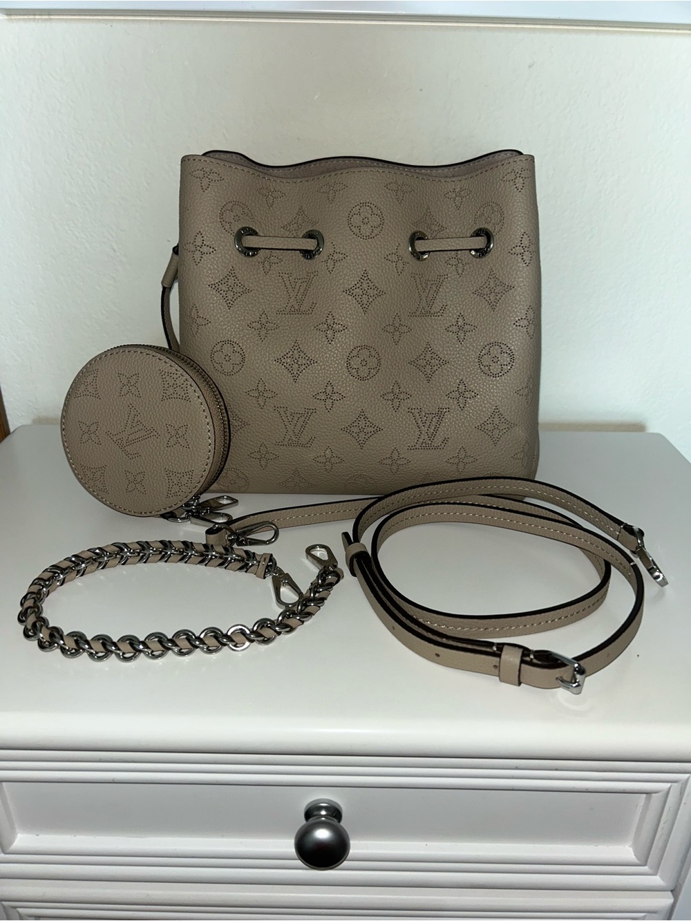 Louis Vuitton mahina Bella Shoulder crossbody Bag & pouch microchip - Picture 7 of 16